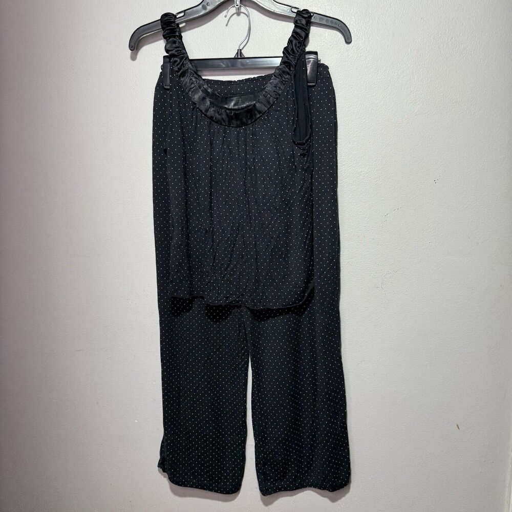 Alfani Intimates Pajama Set Women’s XL Tank & L Pants Black Polka Dot Sleeveless